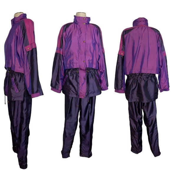 WILD! 90s Vintage Purple Iridescent Tracksuit | Size XL - Picture 6 of 16